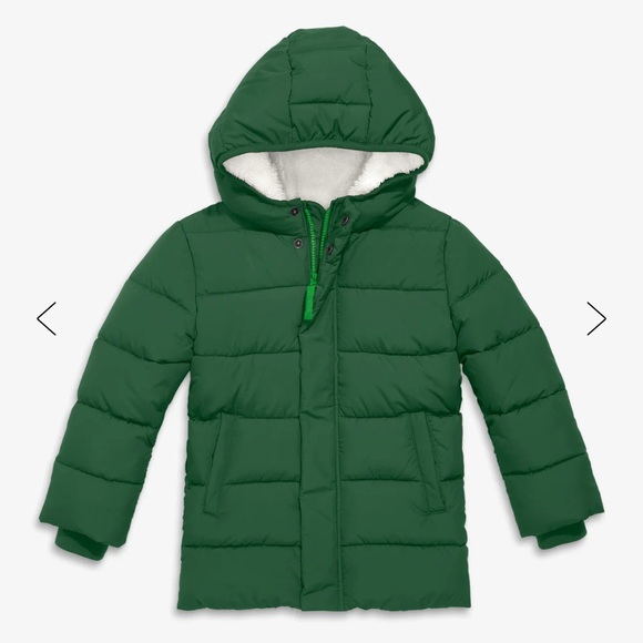 Primary Clothing Kids parka puffer coat, evergreen, size 5 - Picture 1 of 8